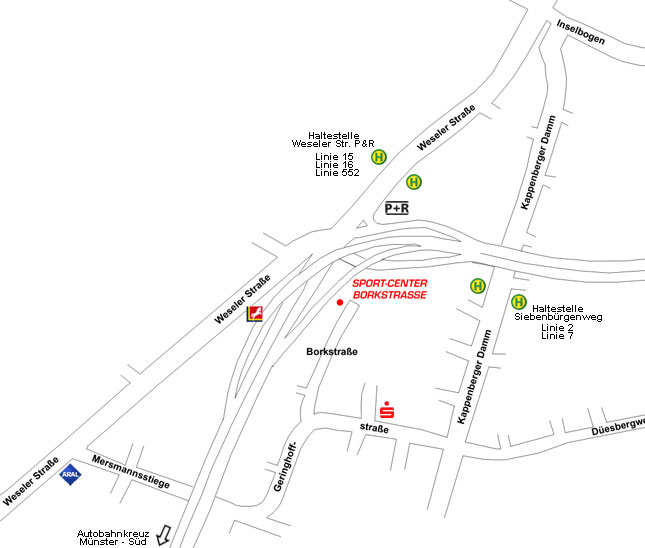 Anfahrtsskizze - Sport-Center Borkstrasse Anfahrtsskizze - Sport-Center Borkstrasse