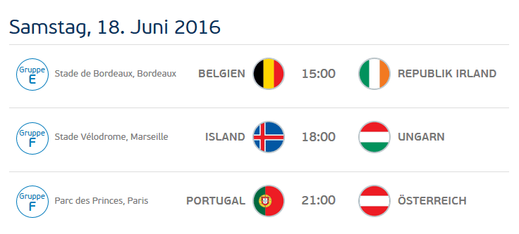 Spiele der Fußball EM 2016 bei den MS-Open Spiele der Fußball EM 2016 bei den MS-Open